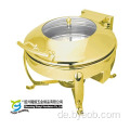 Kleiner runder goldener Chafing Dish Buffetrahmen